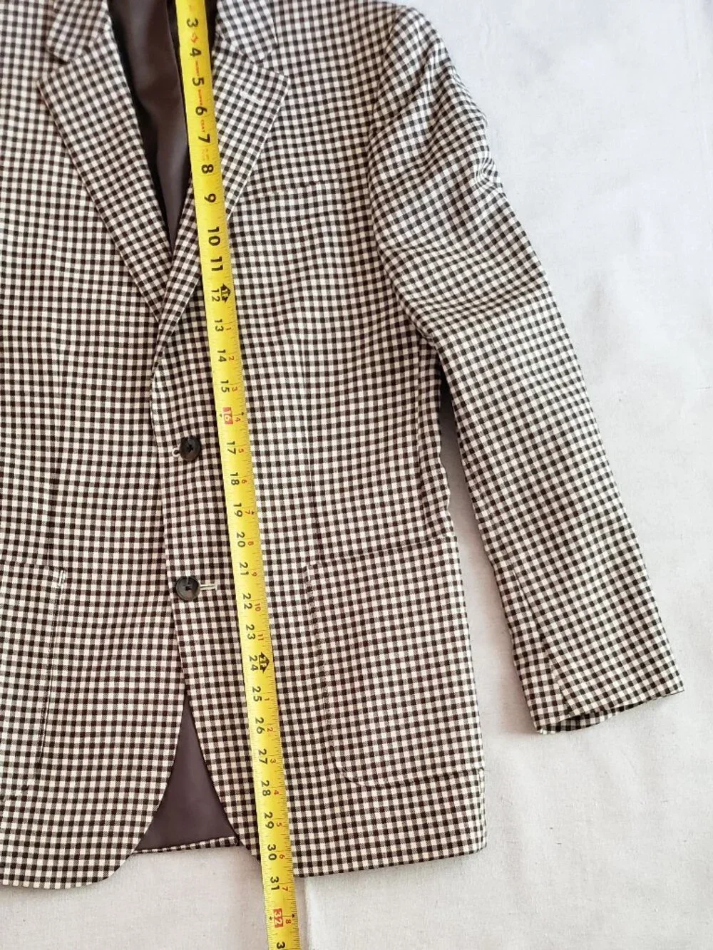 Stafford Men's Size 38R Blazer Slim Fit Brown Check Wool Sport Jacket Coat Exl.